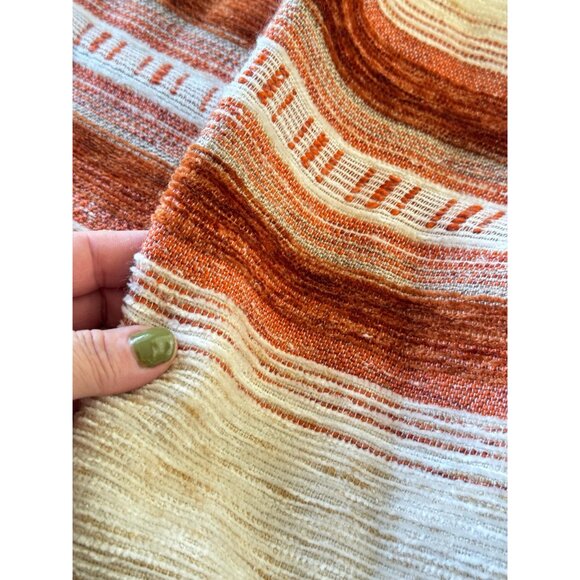 Vintage 70s curtain, beige, rust and brown stripes, single pleated panel - Picture 5 of 9